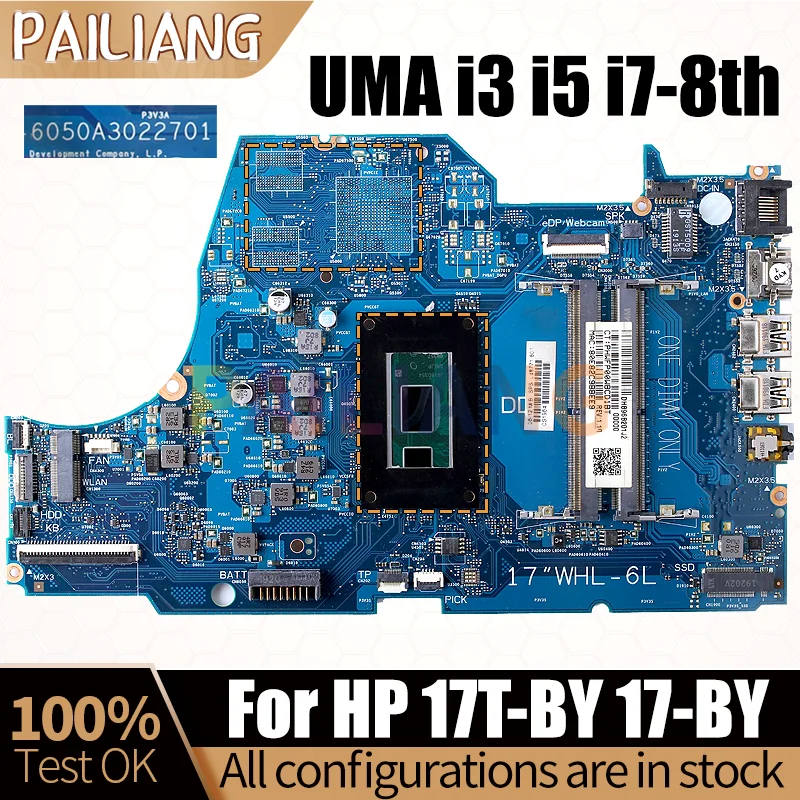 

For HP Pavilion 17-BY Notebook Mainboard 6050A3022701 UMA i3-8145U i5-8265U i7-8565U DDR4 Laptop Motherboard Full Tested