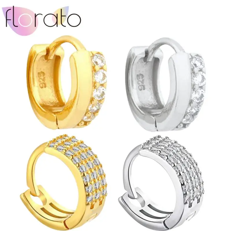 

925 Sterling Silver Ear Needle High-end luxury Semi-Zircon Hoop Earrings Women's Niche Fashion Party Earrings Jewelry Gifts
