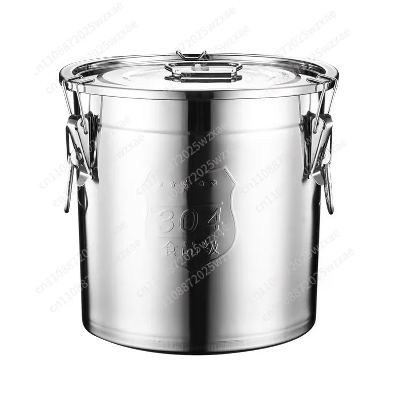 6/12/21/35L Stainless Steel Storage Bucket With Lids and 3 Sturdy Locking Clamp Storing Various Dry/Wet Items