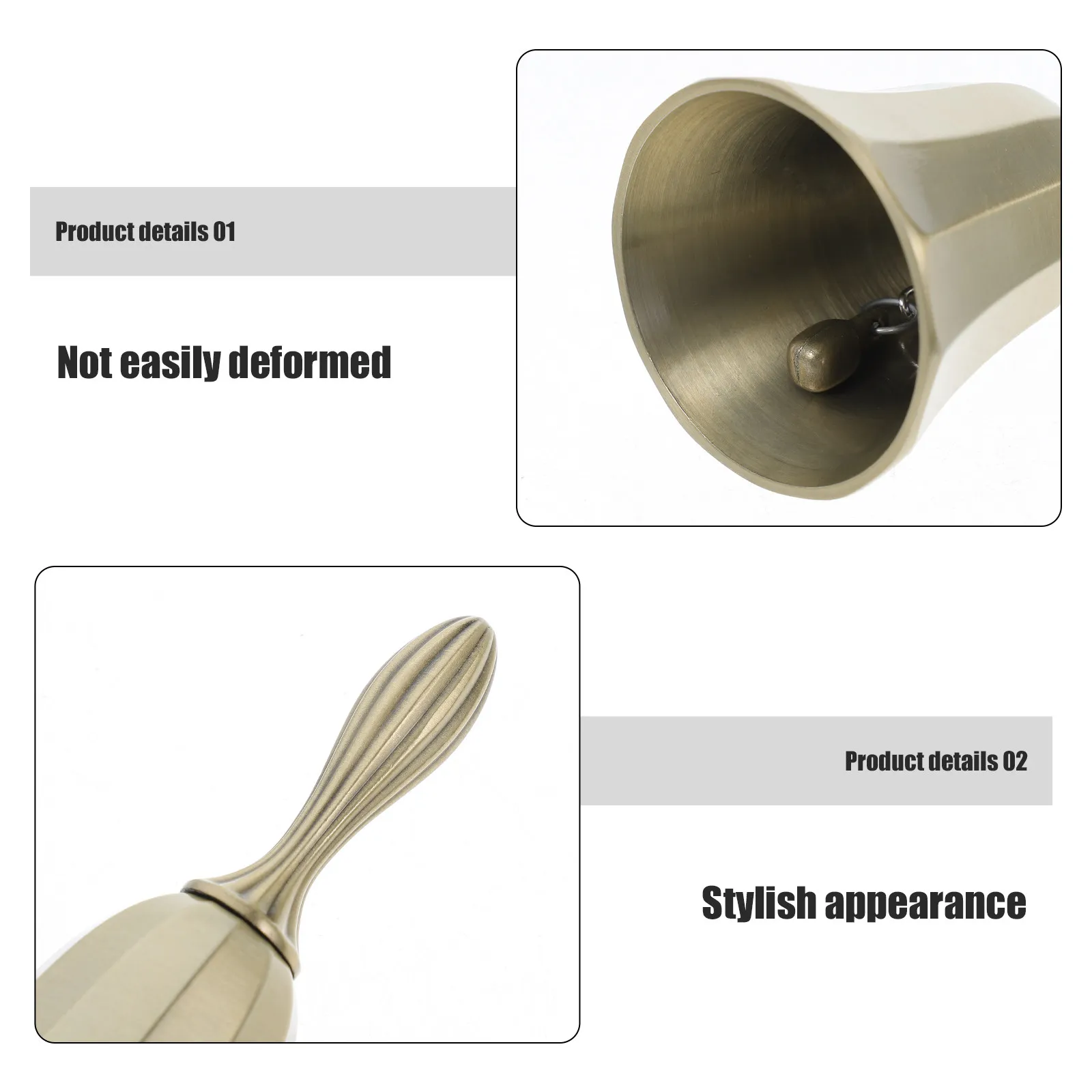 Sturdy Sleek Metal Dinner Bell Loud Hand Bell for Teachers Waitstaff Seniors Classroom Bars Restaurants Service Counters Desk