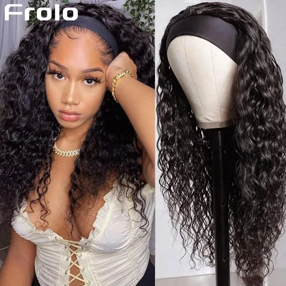 

Kinky Curly Headband Wig Human Hair Curly Headband Wigs For Women Glueless Virgin Hair Human Wigs Full Machine Made Wig 30 Inch