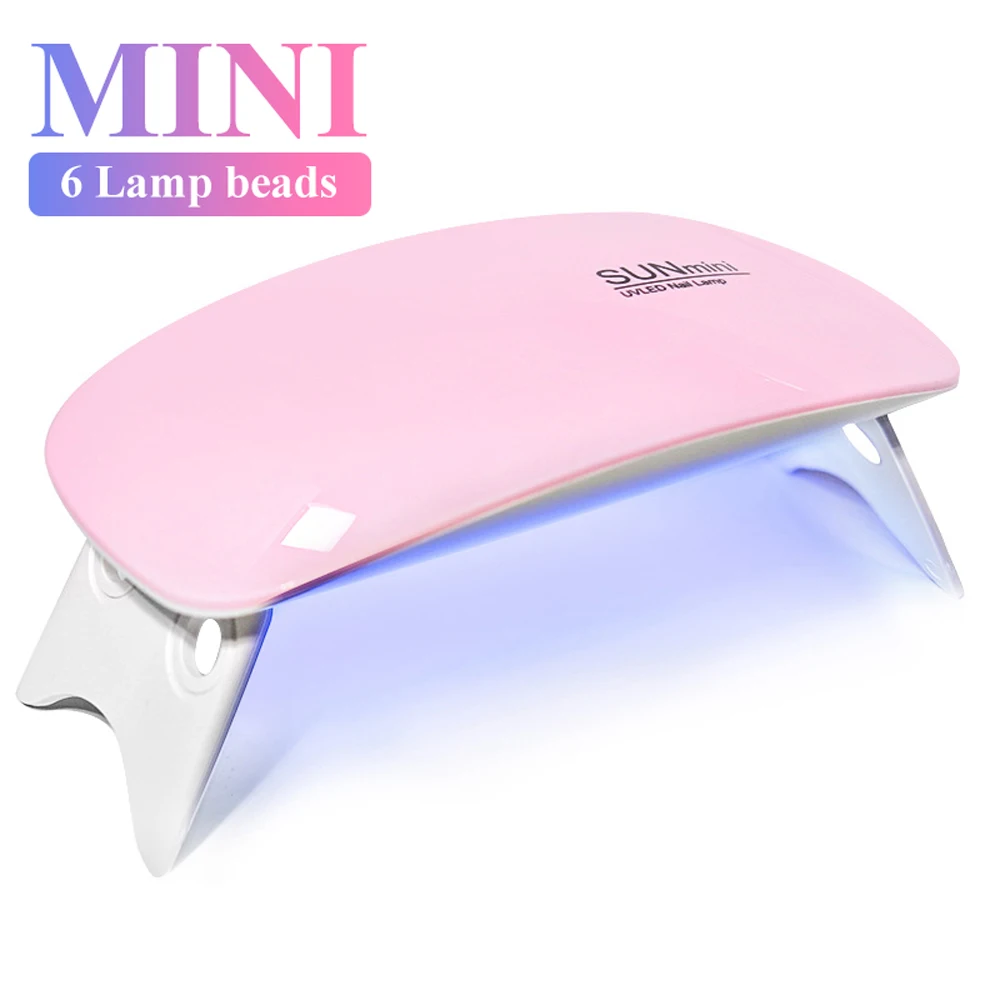 Mini Nail Drying Lamp Portable 6 LED UV Nail Art Lamp for Drying Polish Varnish Gel with USB Cord Home Nail Lamp Tool
