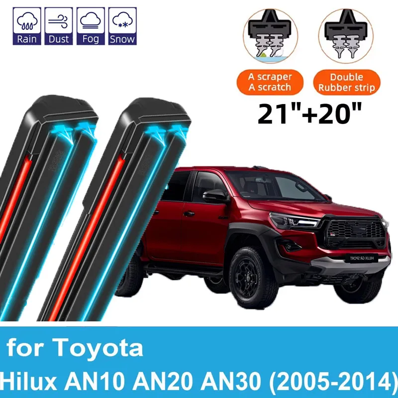 

2PCS Car Wiper Blades for 2005-2014 Toyota Hilux AN10 AN20 AN30 Front Windscreen Double Rubber Accessories 2011