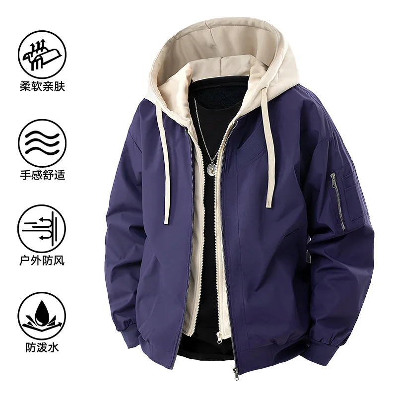 

Two Hooded Jackets for Men 2025 New Overwear Outdoor Loose Parkas Windbreak Casual Outwear Water-resistant Couple Coat