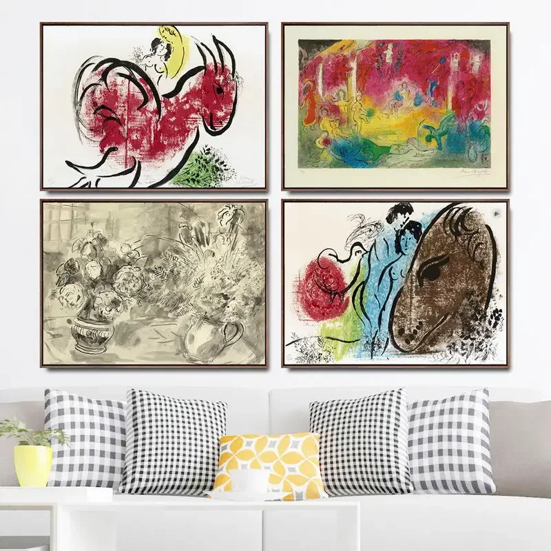 الكلاسيكية مجردة جدار الفن الكتابة على الجدران روسيا مارك شغال 5 HD قماش طباعة ملصق غرفة المعيشة المنزلي غرفة نوم الديكور #2