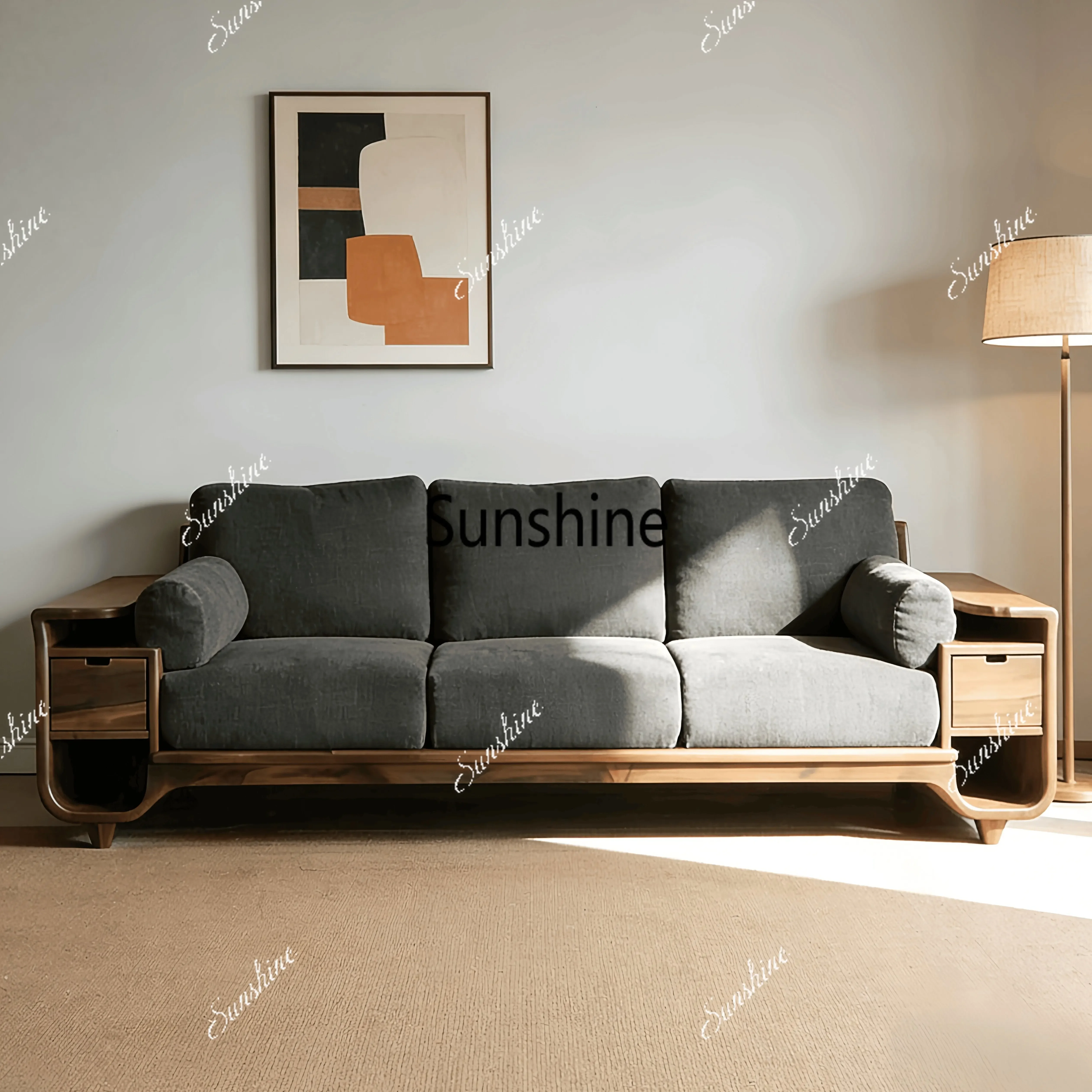 

YNew Chinese-style solid wood living room straight row sofa storage bed and breakfast villa high-end furniture customization
