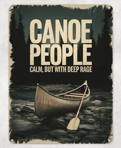 CANOE PEOPLE CALM DEEP RAGE METAL POSTER WALL TIN SIGN MAN CAVE SHED HOME PLAQUE --Tin Sign