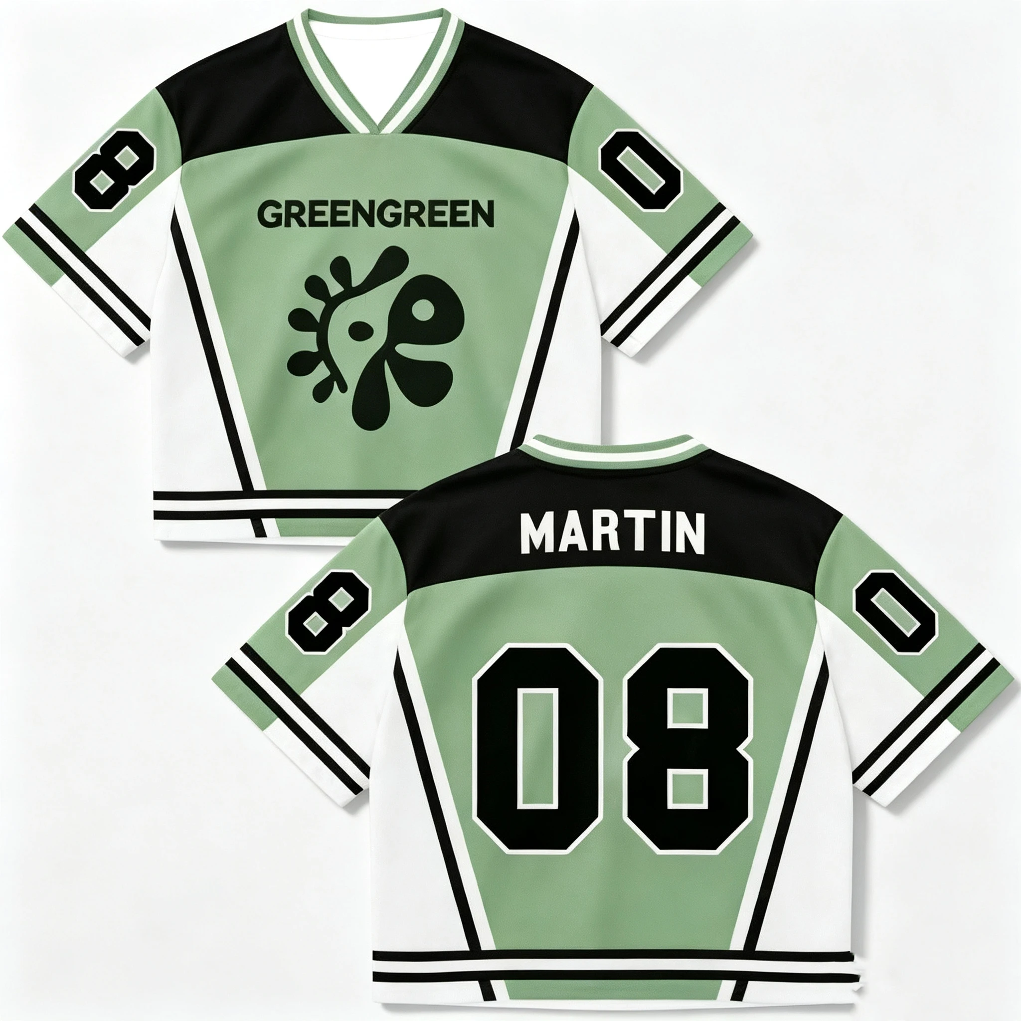 Grünes Blitzmuster Cortis Fotoalbum 3D-Druck Familien-Kurzarmshirt Martin James Charity Poster Freizeit-Sportshirt – Detail 4