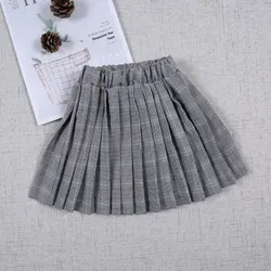 Mini Gray Striped Girls Skirts Kids  Sweet Girls Pleated Skirts Kids Clothes for 2 3 4 6 8 10 12 Year Old OKS194005