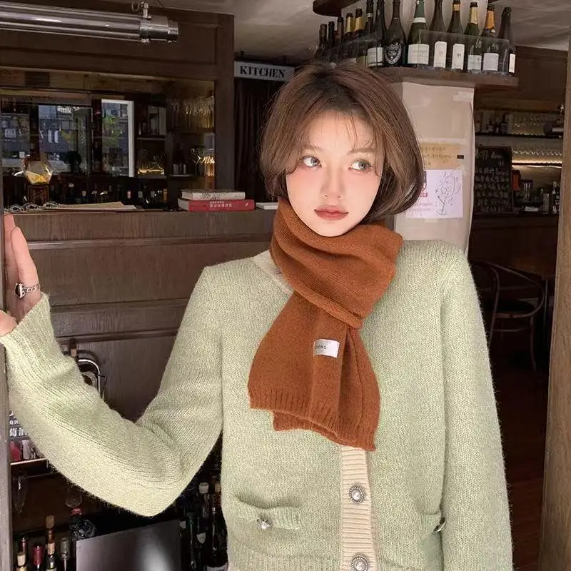 사랑스러운 단색 플러시 직조 스카프; 빙하 저항성 넥가드, 학생용 넥웨어, 스타일리시한 패션 요소, 노엘