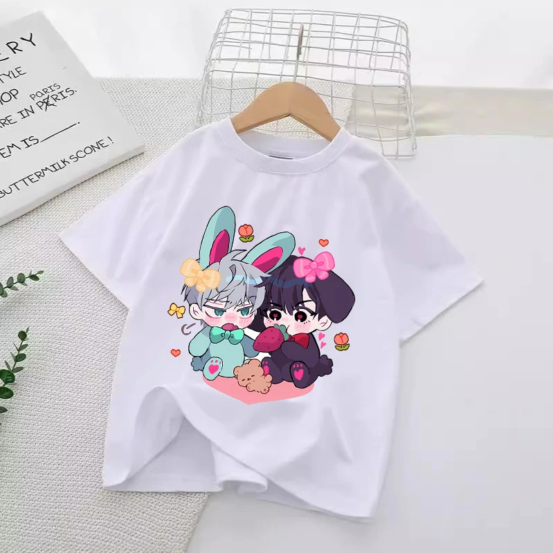 Cartoon Alien Stage Anime Figure Print T-shirt for Children Clothing Summer White Tops Cotton Boutique Kids Clothes Boy Girl Tee