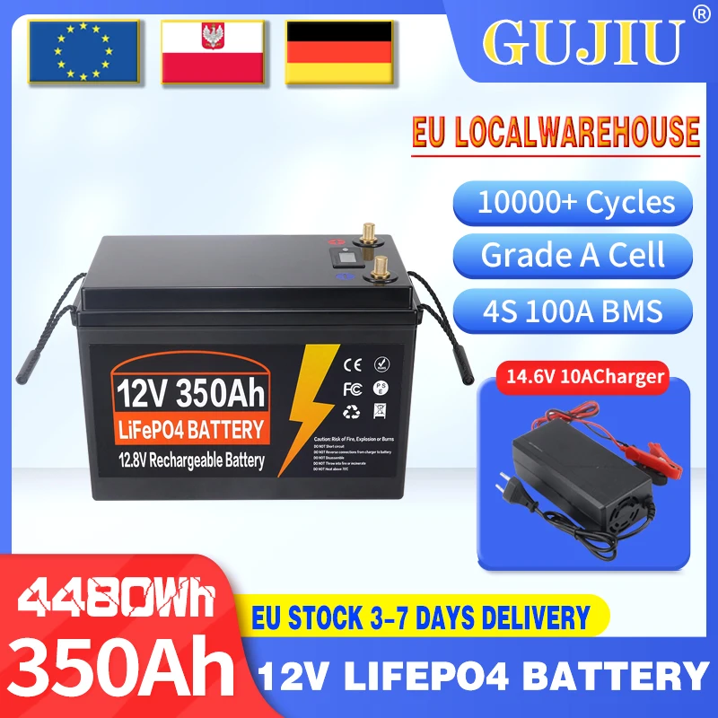 Lifepo4 Batterie 12V 350AH 300AH 150AH 100AH Eingebautes BMS 10000 Zyklen Für Wohnmobile, Elektrofahrzeuge, Yachten, Heimenergie, Lithium-Batterie 12V Lifepo4