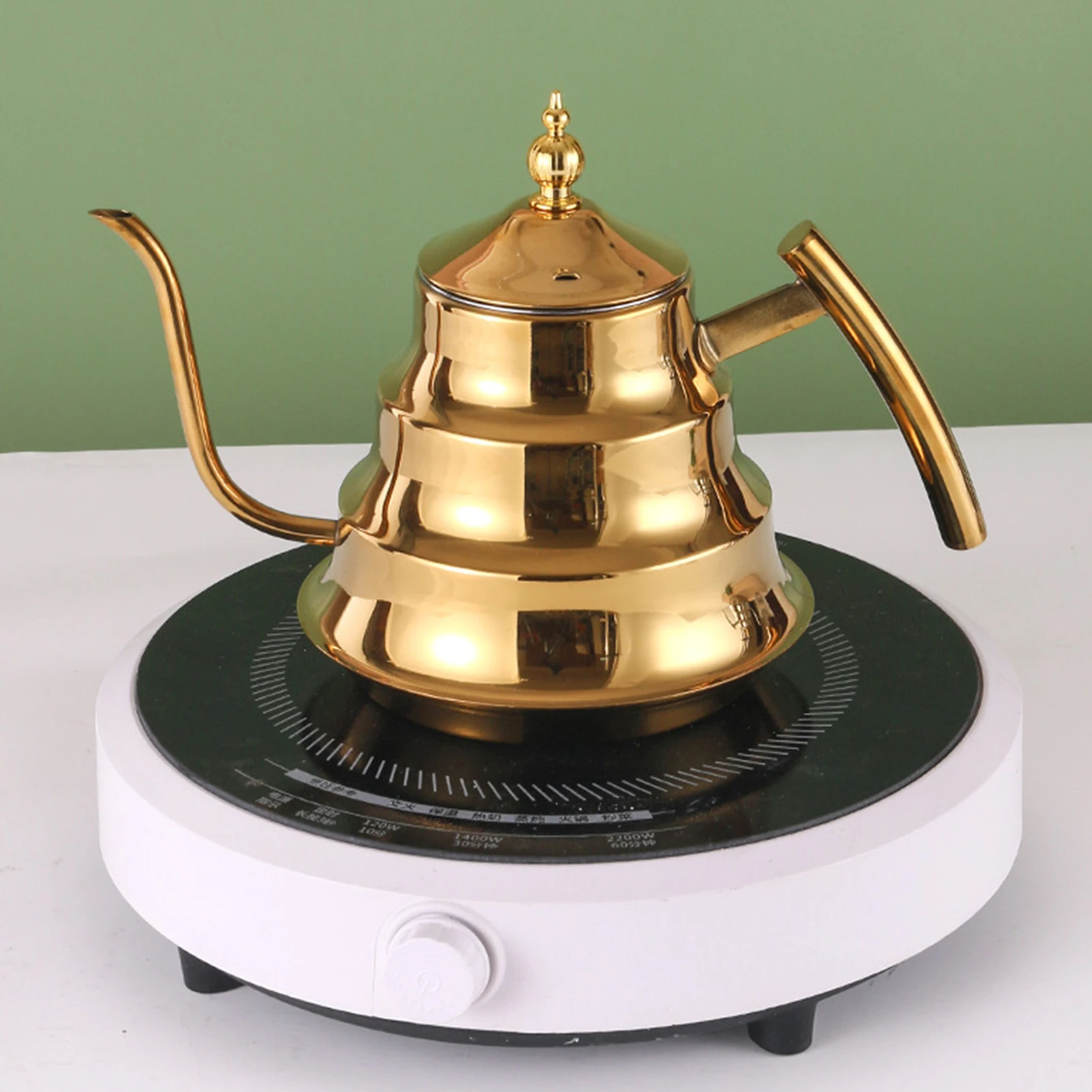 

For Coffee Tea Milk Beverage Juice Vintage Long Spout Teapot 1.2L Metal Tea Pot Stainless Steel Bamboo Joint Design Kettle