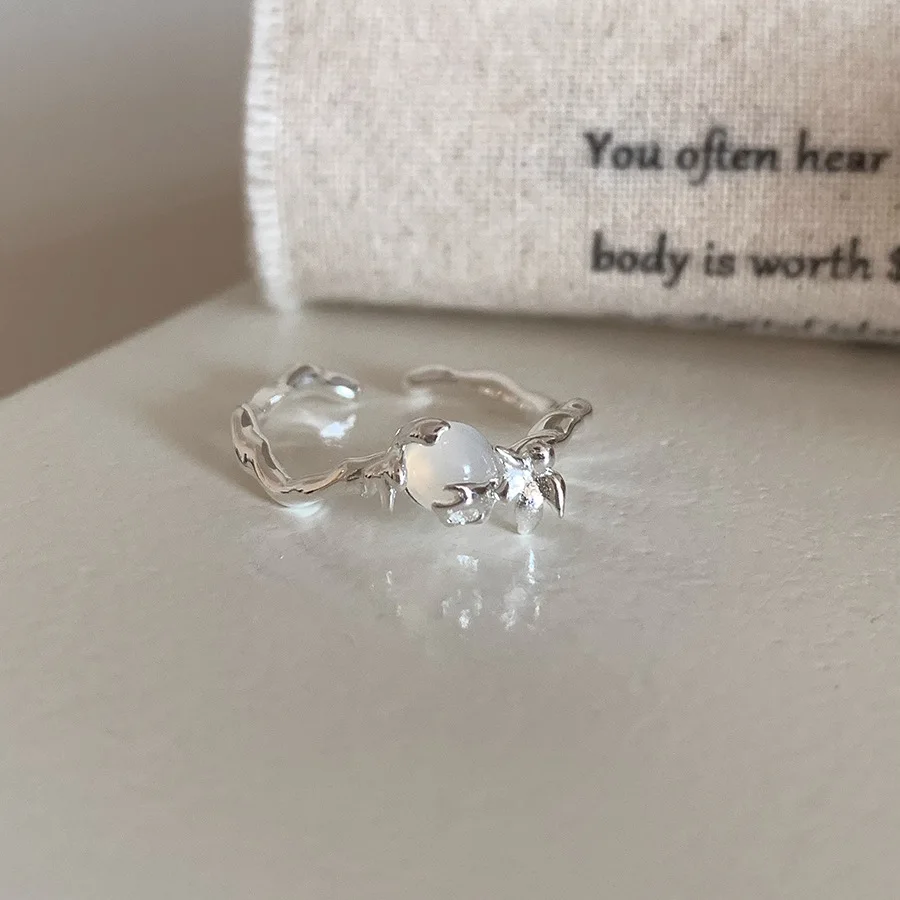 

925 Sterling Silver Open Finger Ring Elegant Opal Clear Flower Irregular Elegant For Women Jewelry Gift Dropship Wholesale