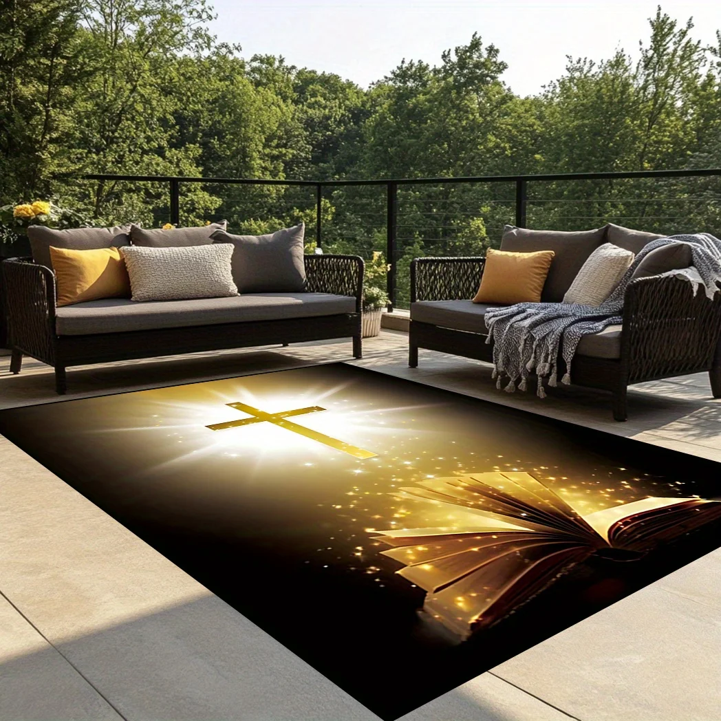 Holy Light Cross Area Rug Non Slip Washable Floor Mat For Bedroom Living Room Dining Room Home Decor