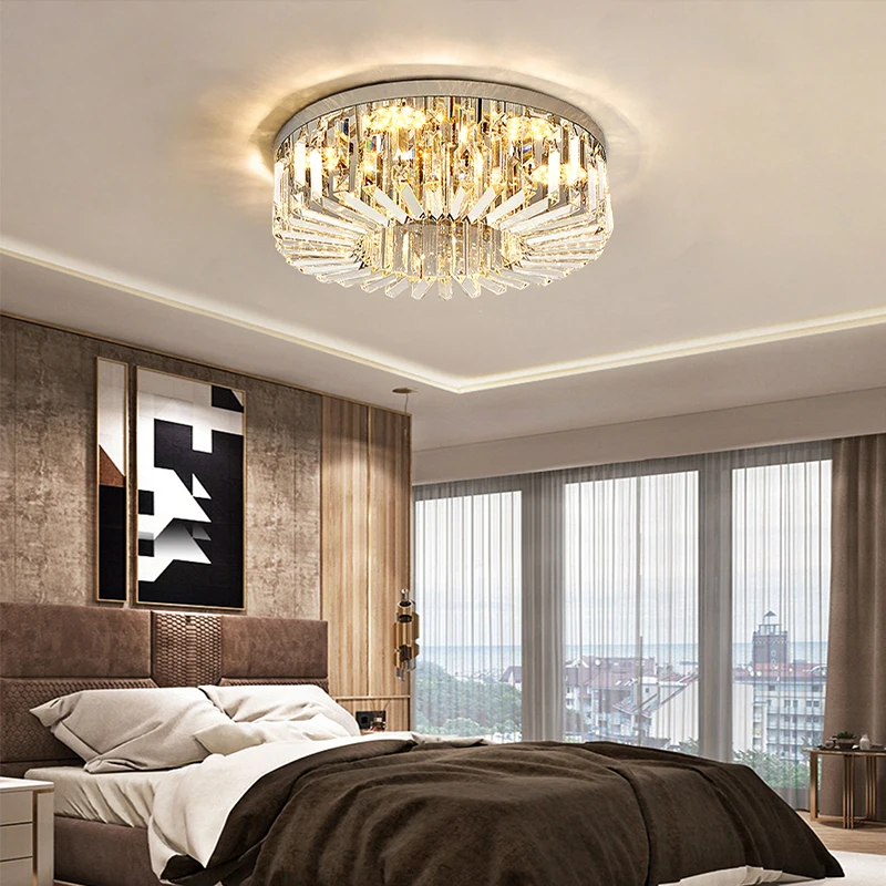 Luxury Crystal Ceiling Chandeliers Modern Lustres Gold Chrome Hanging Lamps for Ceiling LED Light Home Lamps for Dining Table