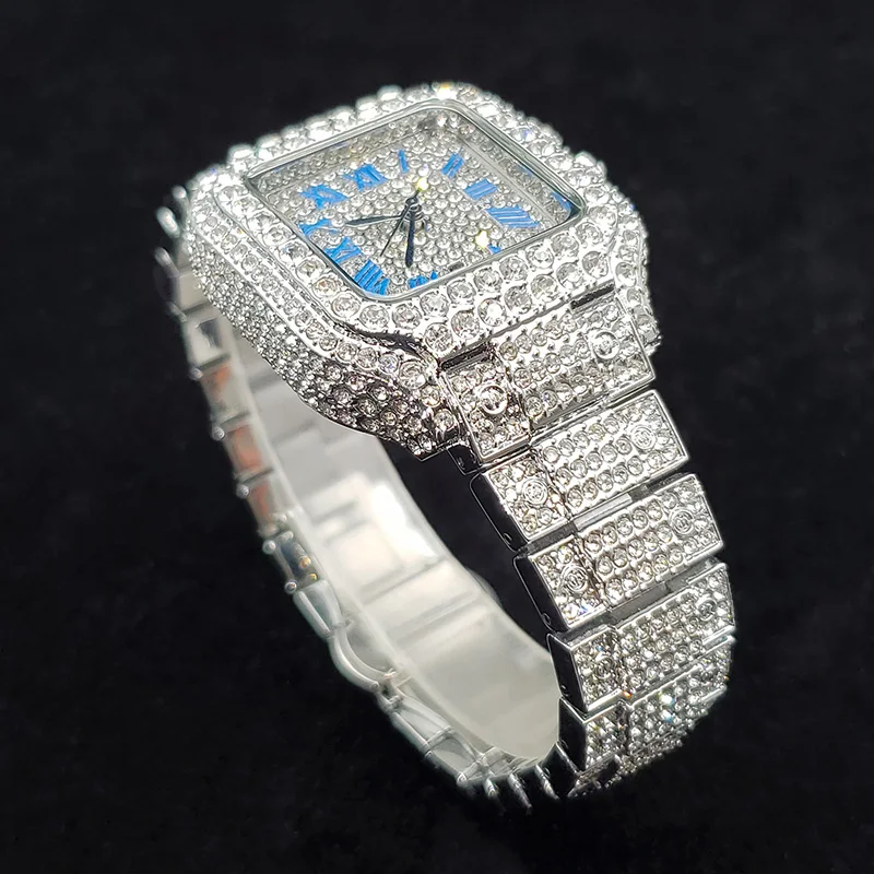 Jam Tangan Mewah Bertabur Berlian Wanita Fashion Bling Perak Stainless Steel Quartz Iced Out Berkilau Perhiasan Jam Tangan 2026 Terbaru