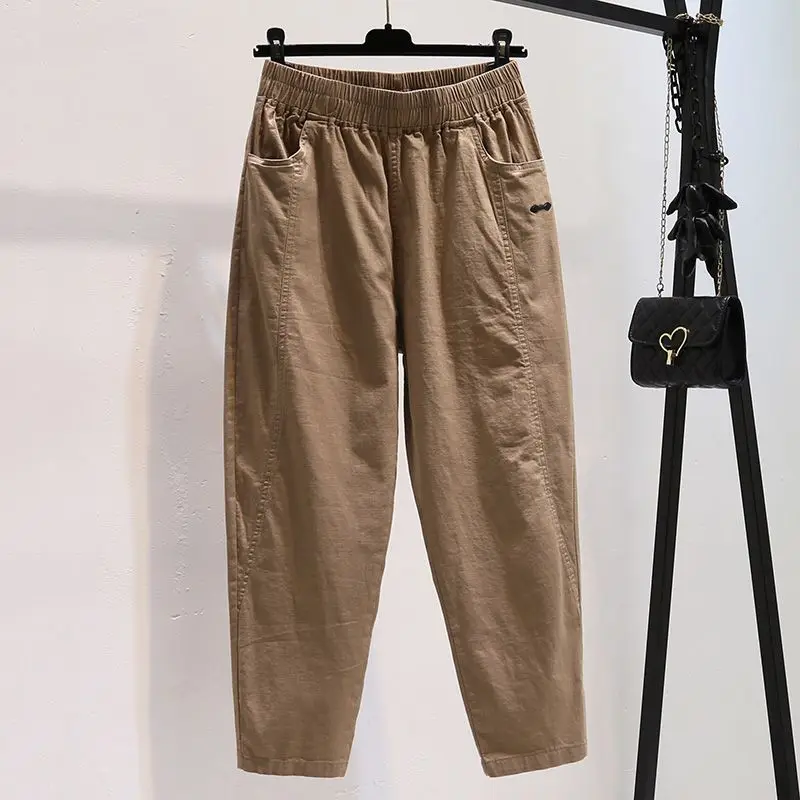 Cotton Linen Straight Leg Pants High Waisted Loose Haren Pants Carrot Smoke Tube Small Leg Pants Cotton and Linen Casual Pants