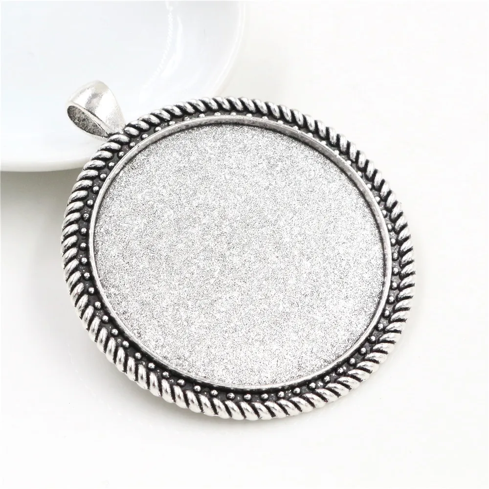 5pcs/lot 40mm Inner Size Antique Bronze and Silver Plated New Fashion Style Cabochon Base Setting Charms Pendant