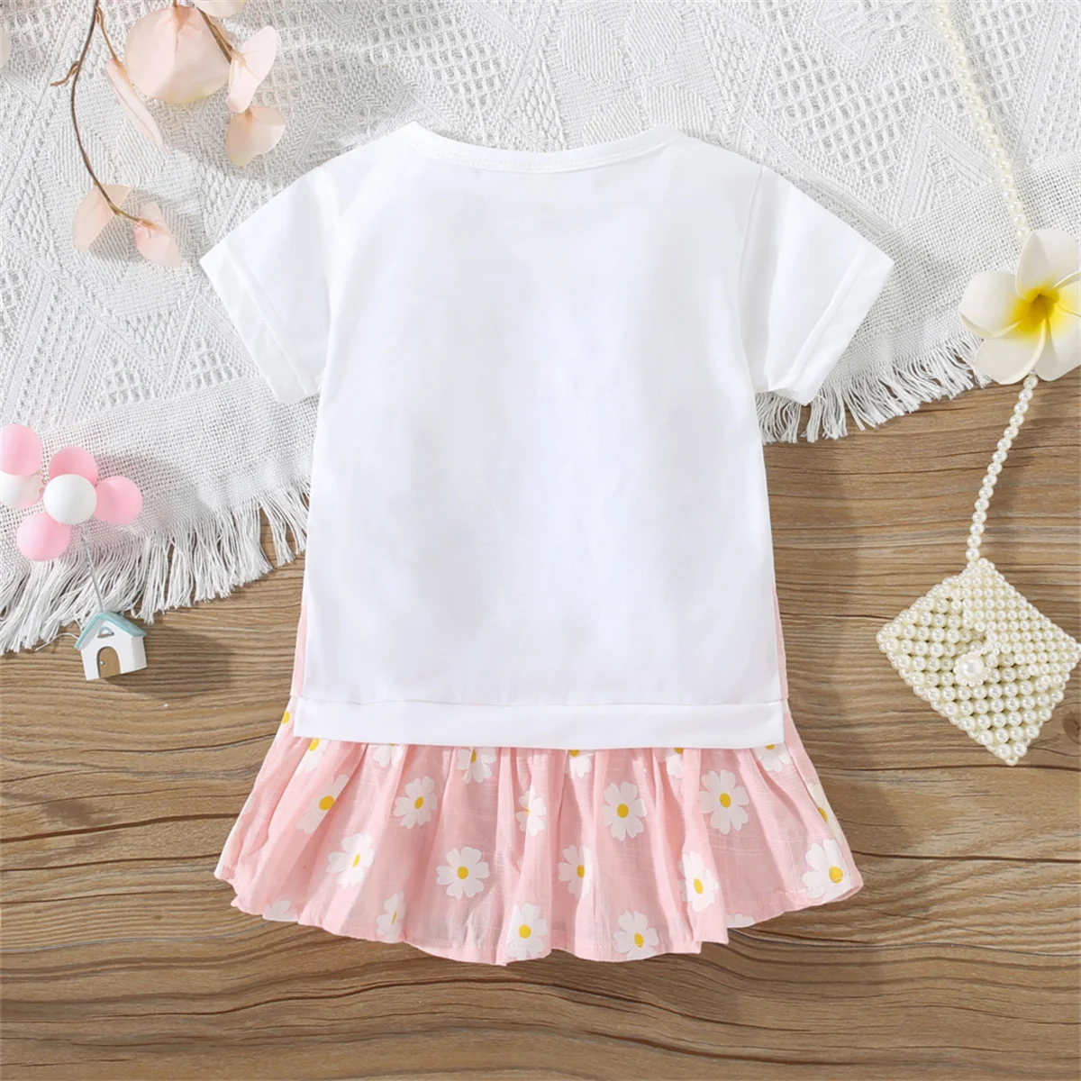 Flower Cat Print Infant Dress Summer New Girls\' Baby Short Sleeve Dress Cute Girl Children\'S Clothing