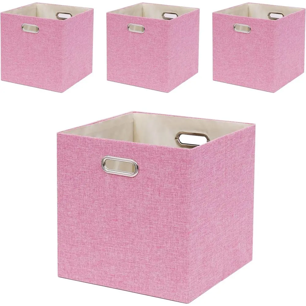 

Collapsible Storage Bins 13 Set of 4, Durable Fabric Baskets with Handles for Kallax Shelves & Closets