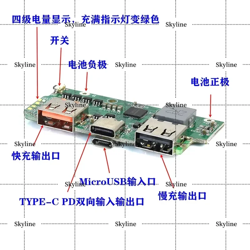 For Apple QC3.0 PD3.0 Bidirectional Fast Charging Circuit Board Mobile Power SW6106 Power Bank Main Board 18W