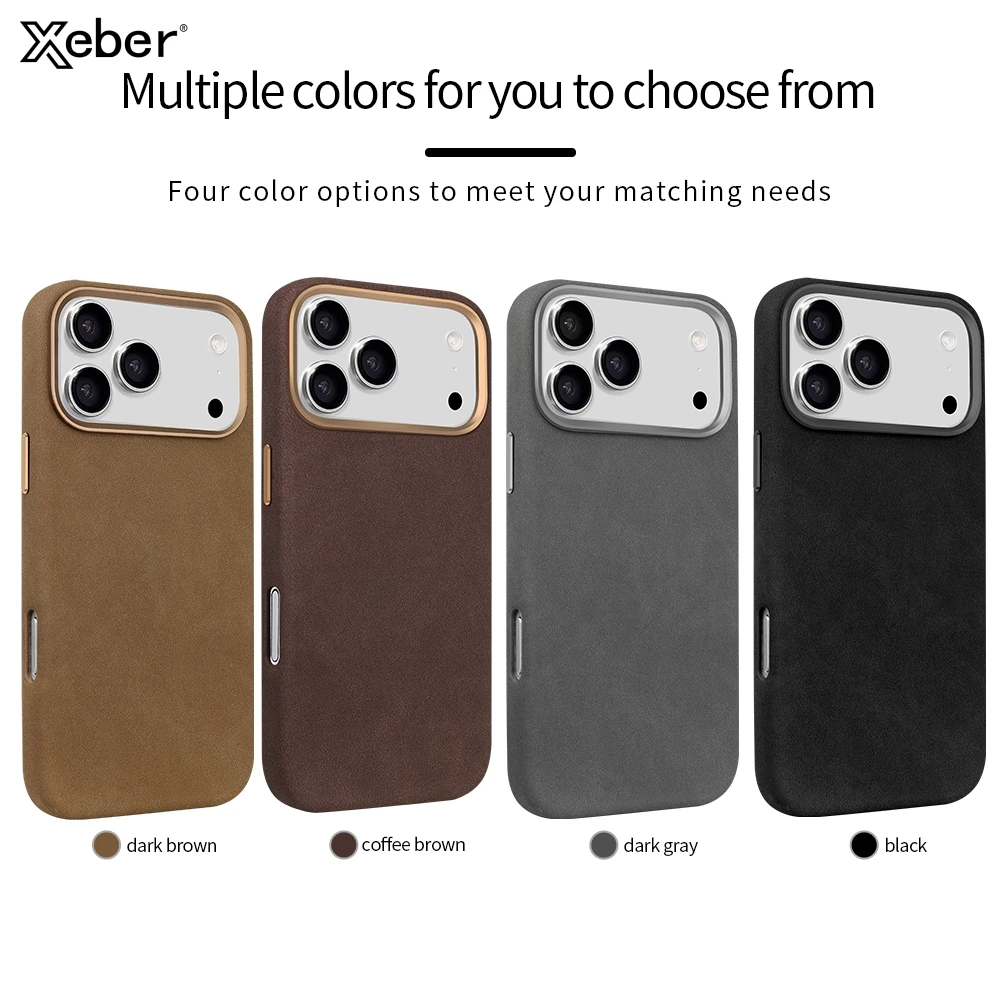 

Официальный кожаный матовый магнитный чехол для телефона Magsafe для iPhone 17 Pro Max, противоударный мягкий чехол с беспроводной зарядкой и коробкой