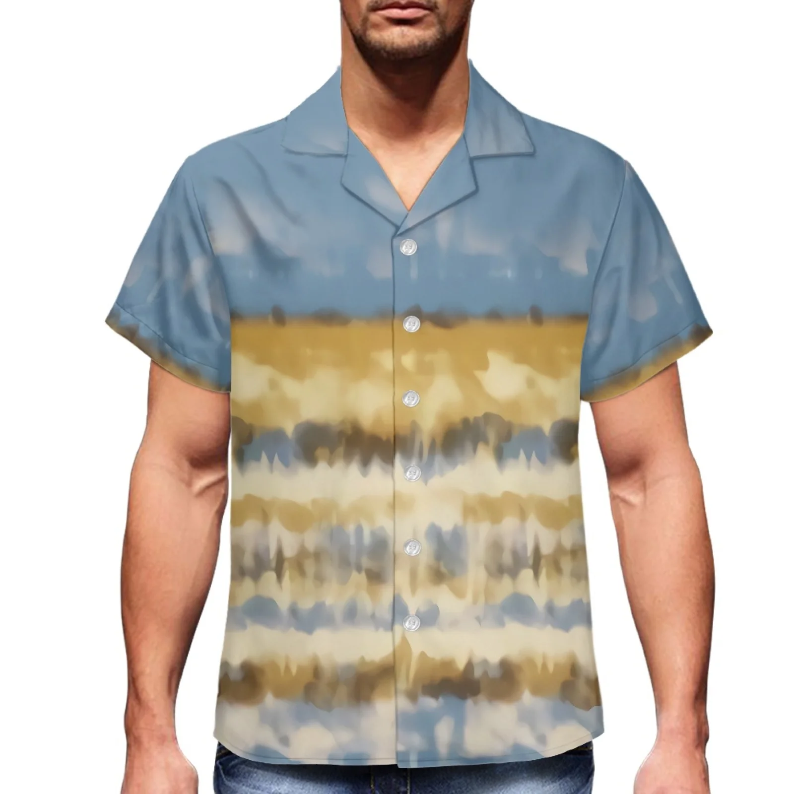 

Graffiti Design Print New Polynesian Style Luxury Men's Shirt V-Neck Men's Short Sleeve Hawaiian Slim Summer Sports Shirt