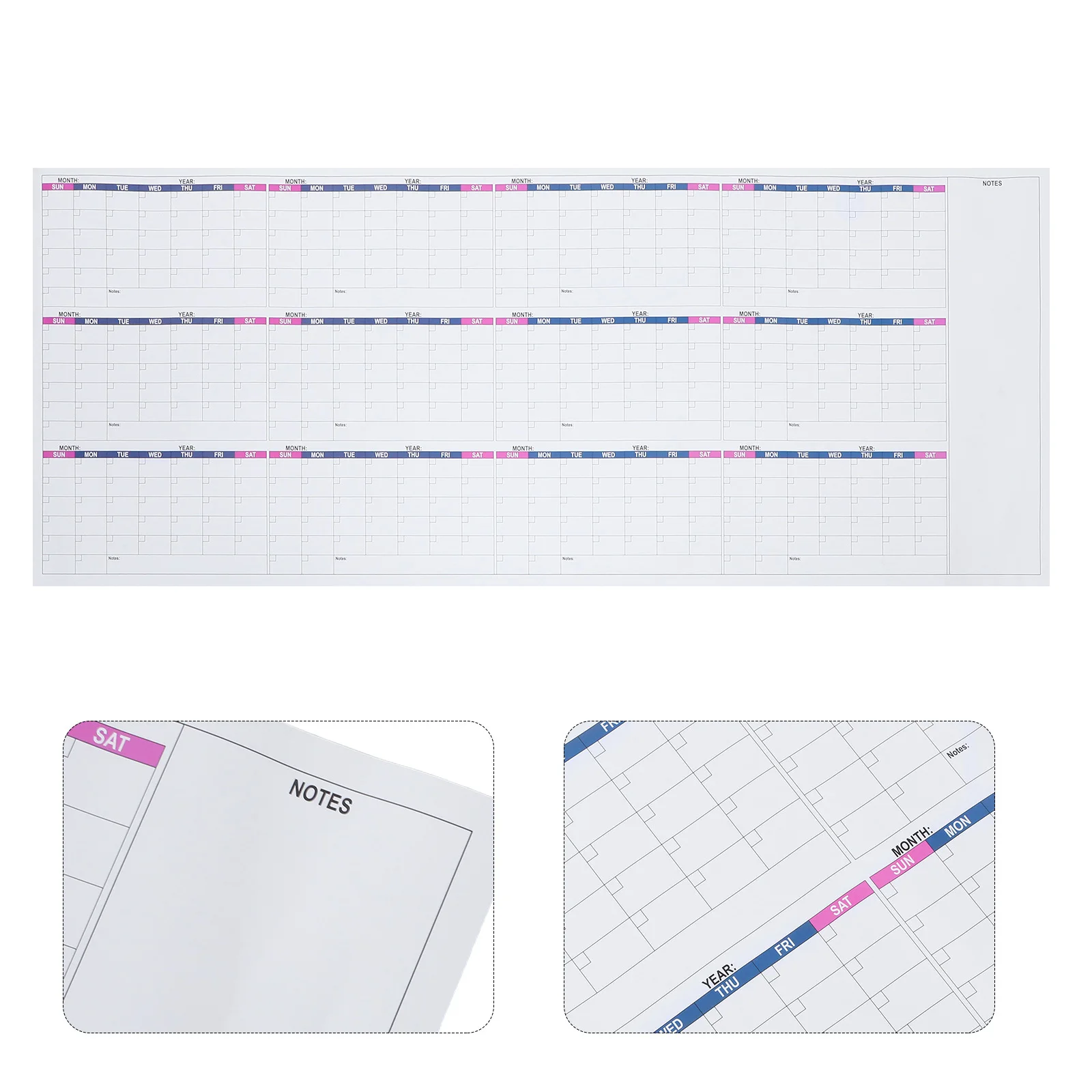 

1 set 1 Set Dry Erase Wall Calendar Undated Monthly Planner 2026 2025 Reusable Wipe Off Large Waterproof Family Office School