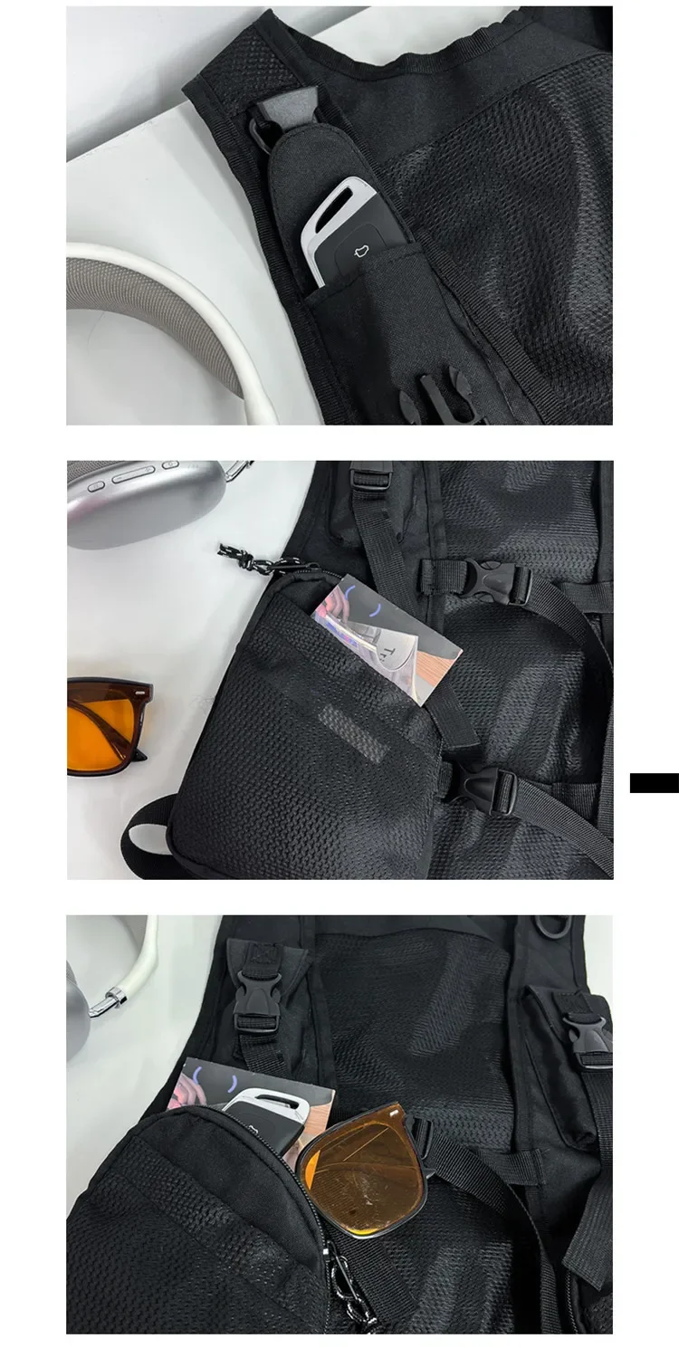 Saco de peito funcional saco de colete das mulheres dos homens punk hip hop esporte sacos de peito multi ciclismo ao ar livre fitness sac wearable mochila de viagem