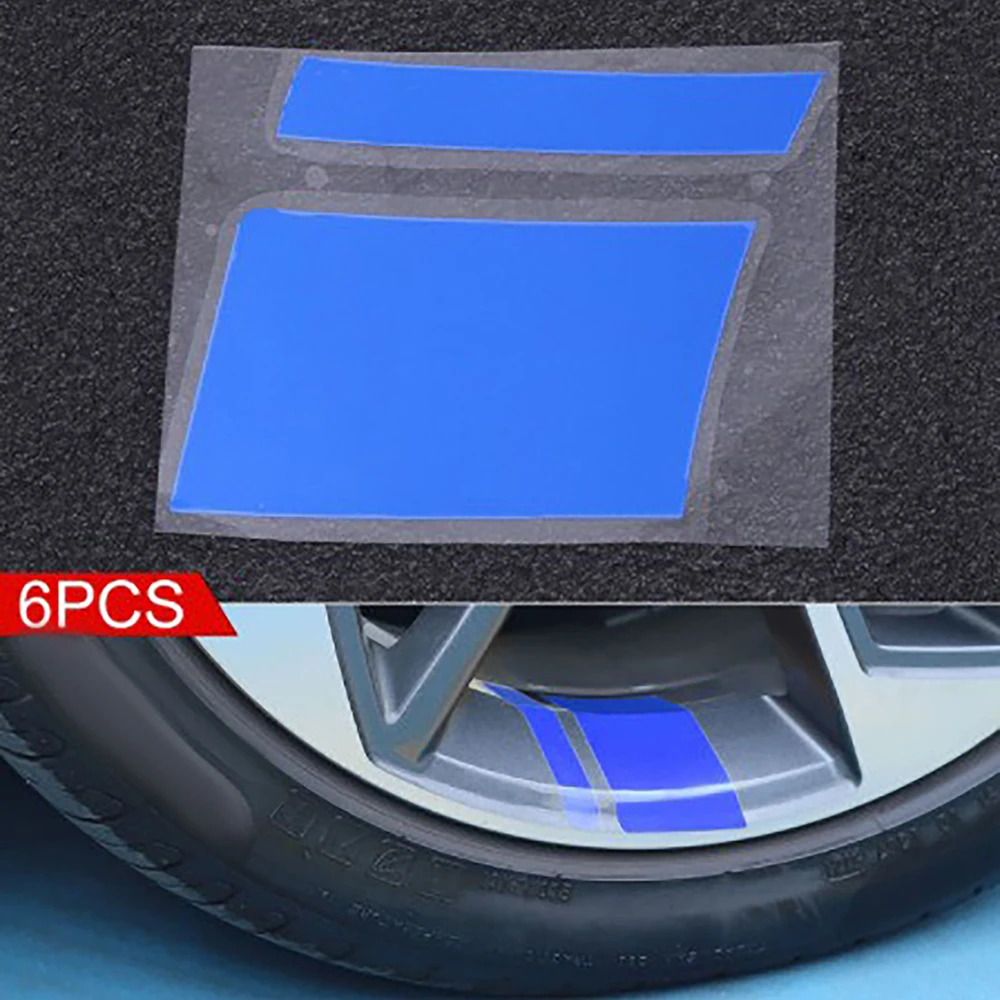 

6Pcs Red/Blue/Yellow Car Wheel Hub 18-21 Inch Stickers Striped Racing Tire Decoration Stickers Night Reflective Warning Stickers