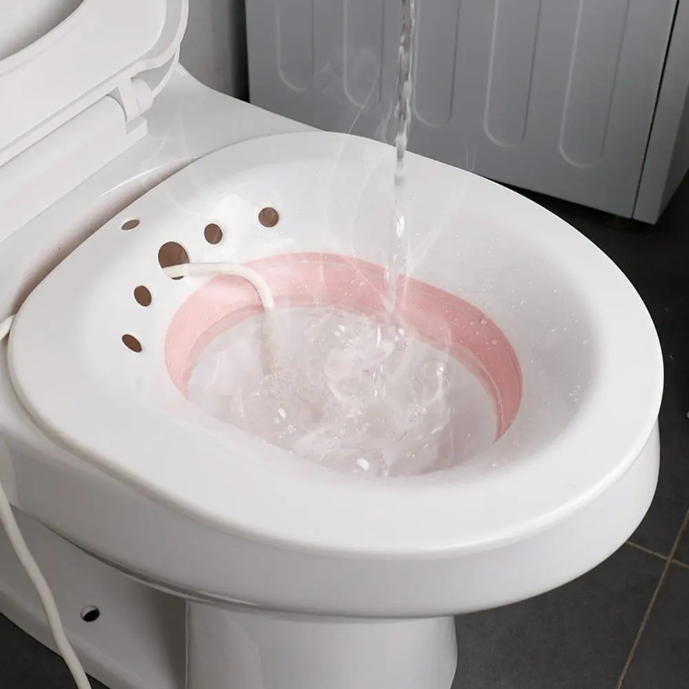 

NEW Foldable Sitz Bath Kit Universal Fit Manual Flushing Hip Bath Bowl Portable Basin Toilet Basin Soak Women