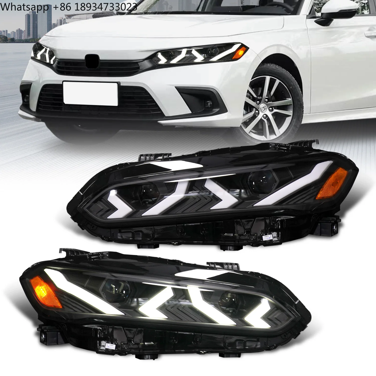 لهوندا ل سيفيك 2022-2025 LED الديناميكية متتابعة DRL المصابيح الأمامية الجديدة القديمة سيارة رئيس مصباح الإضاءة مع 6000 كيلو اللون #1