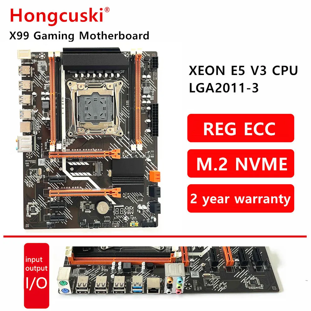 

X99 Motherboard NVME M.2 SSD REG ECC RAM LGA2011-V3 DDR3 PCI-E3 mainboard Support Xeon e5 2678 v3 PC gaming USB WIFI port