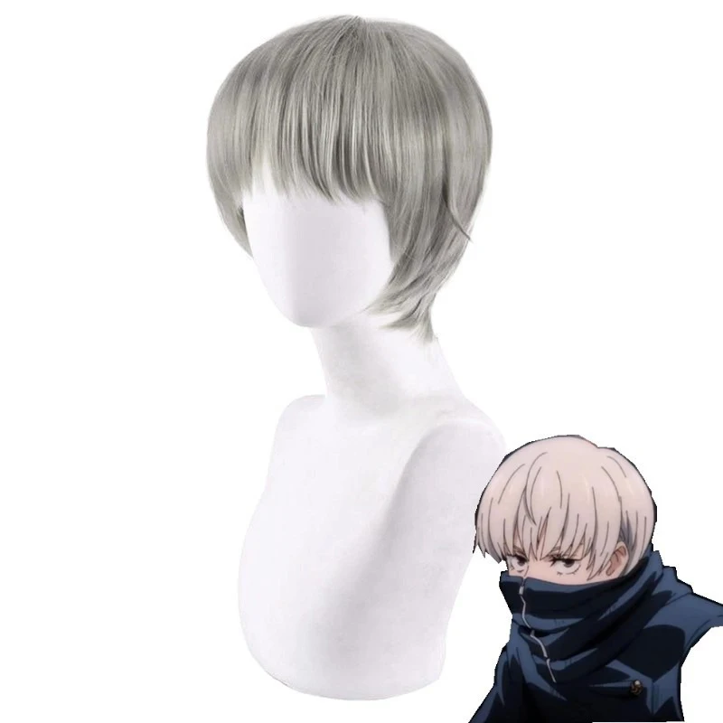 Anime jujutsu kaisen modelagem de papel cabelo curto inumaki toge personagem cos chapelaria bola homem vestido noite jogo anti curling peruca