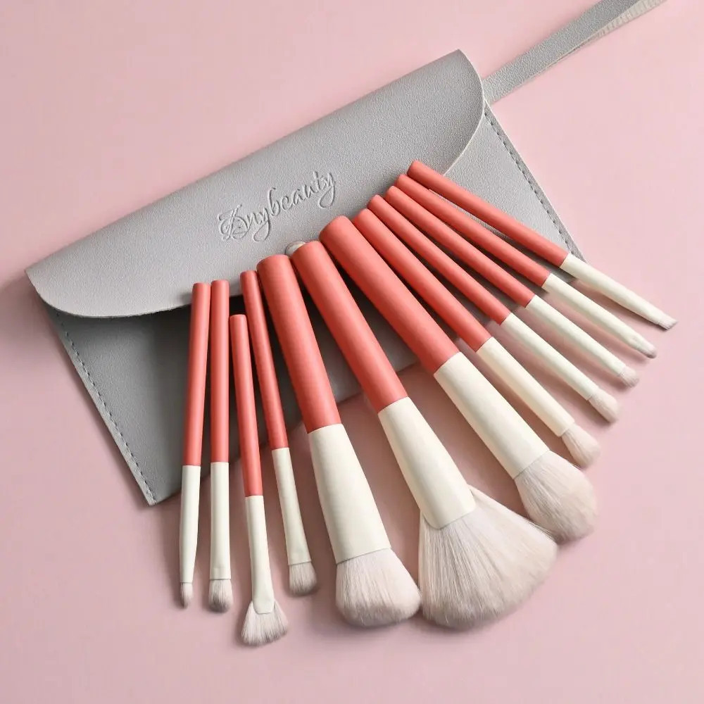 Flauschiges Make-up-Pinsel-Set, weiches Haar mit Aufbewahrungstasche, Foundation-Pinsel, tragbarer Holzgriff, Lidschattenpinsel, Schatten