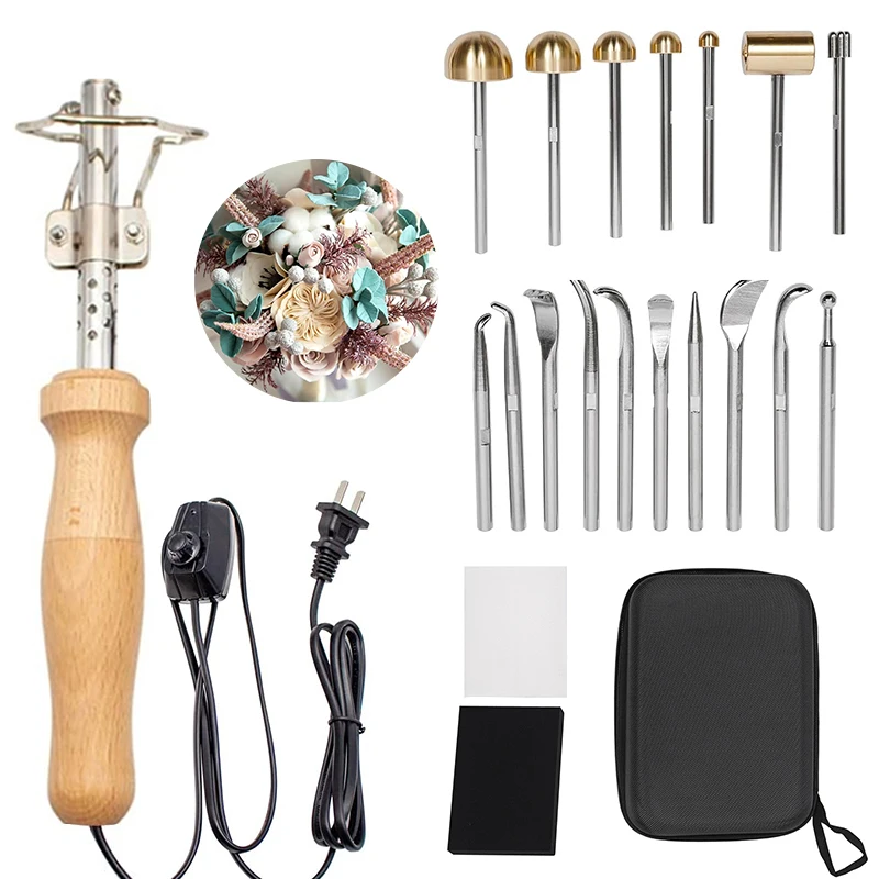 110/220V Fabric Flower Maker Artificial Flower Ironing Machine- 17 Heads Fake Flower Making Tools