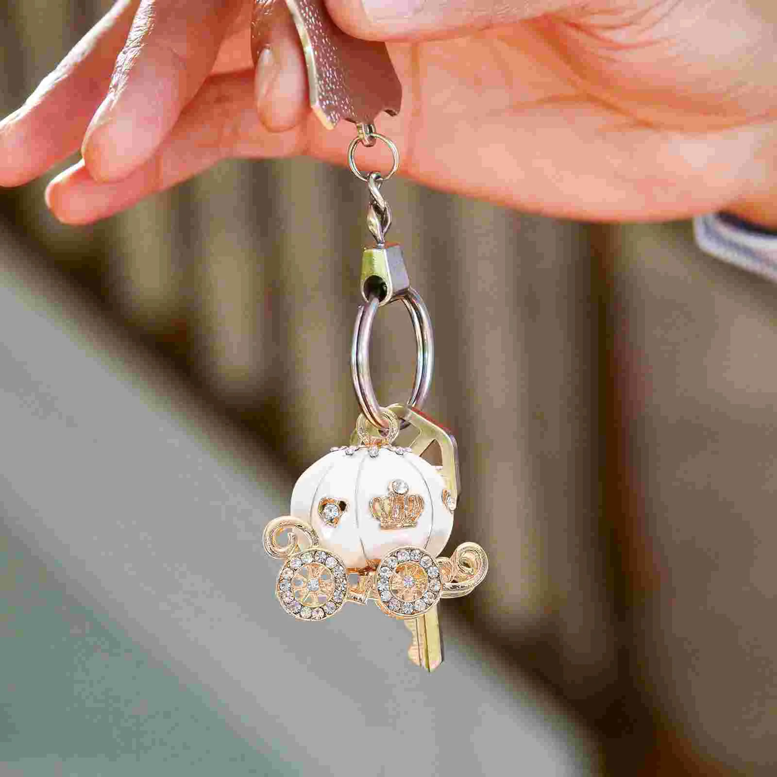 2 Pcs Pumpkin Car Key Ring Alloy Accessories Creative Key Holder Bag Pendant Chain Decoration Jewelry Making Stylish Perfect