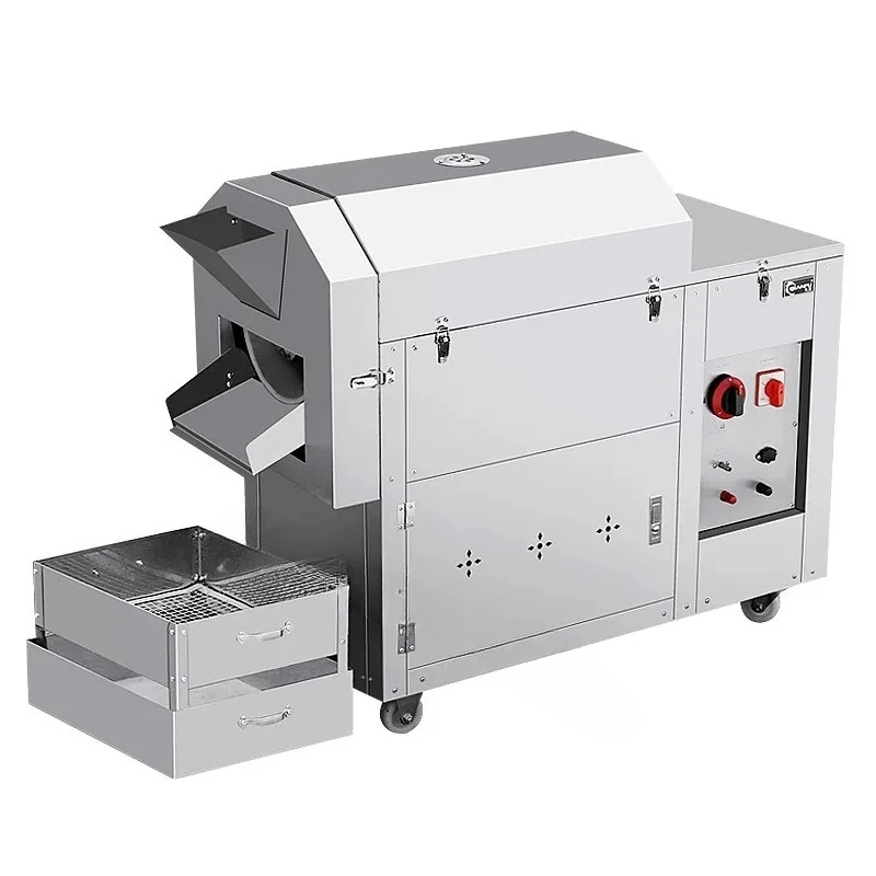 Venta caliente Industrial tambor giratorio castaño cacao almendra asador nueces tostado maní asador nueces máquina para asar con