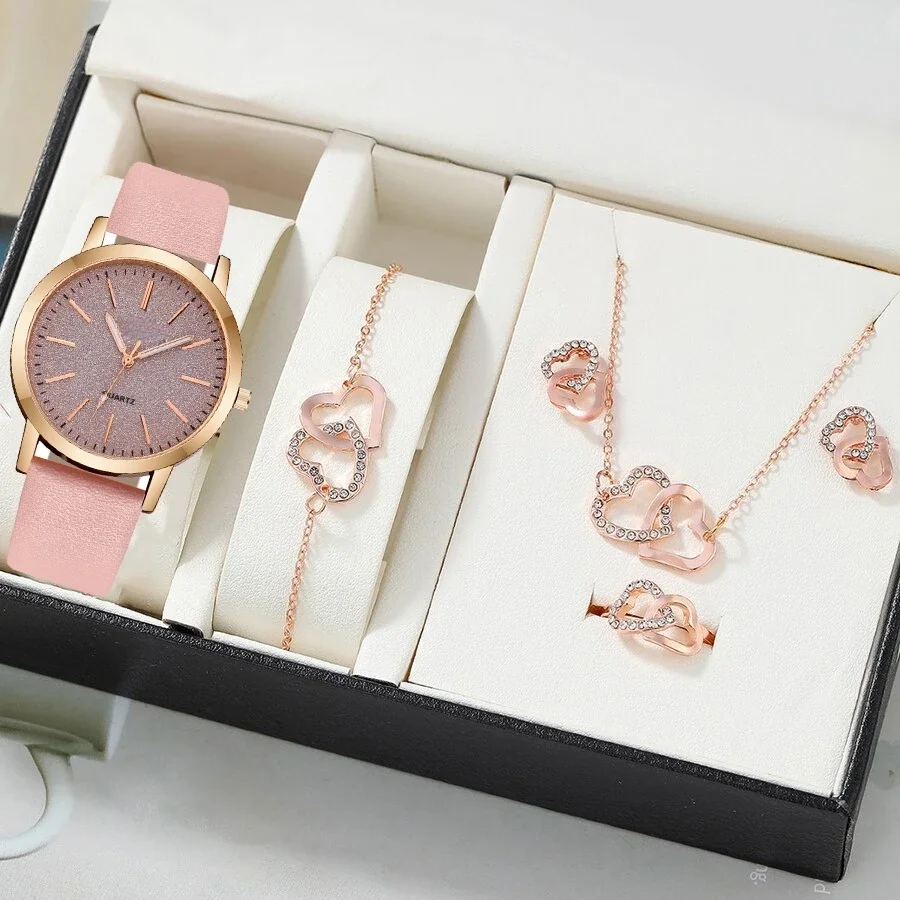 Horloge à quartz multifonctionnelle de luxe pour femme, cadran pailmétrage, montre décontractée, ensemble de bijoux sans boîte
