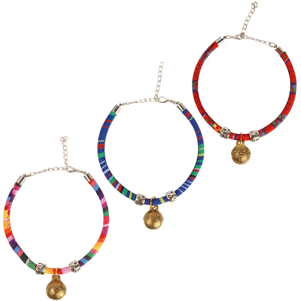 

3 Pcs for Ethnic Style Copper Bell Pet Collar Necklace with Cat Safety Collars Kitten