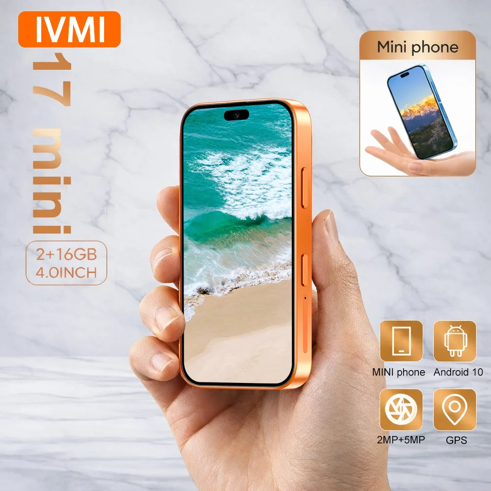 IVMI Global 17 Mini Smartphone Pro Max Android Cellphone 3G Dual SIM WIFI Bluetooth Play Store Screen Toys Small Mobile Phones