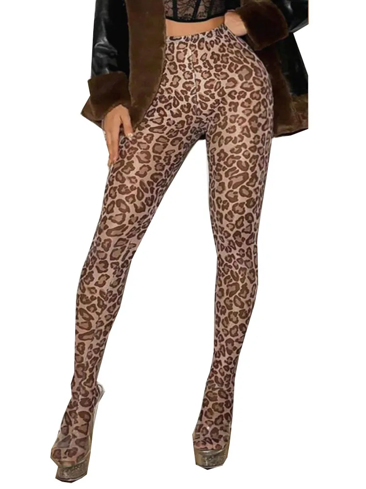 STYLISH LADY Leopard Printed Footed Pants 2025 Autumn Women High Waist Sexy Club Party Yoga Sports Skinny Pants Leggings