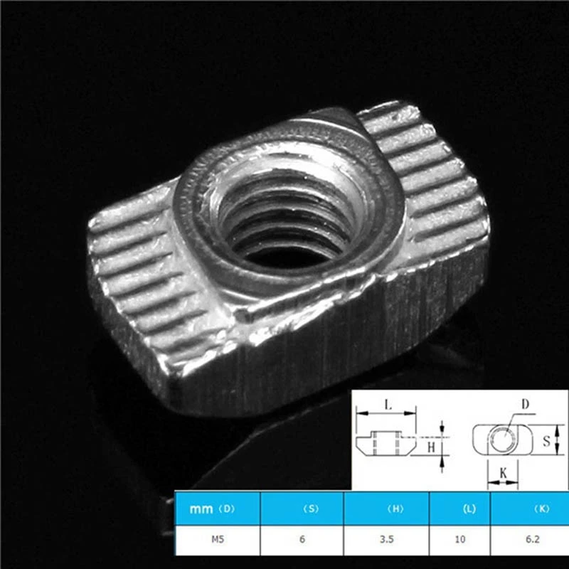 100X M5 Hammer Nut Carbon Steel Aluminum Connector & 20Pcs T Slot L-Shape Interior Inside Corner Connector Joint Bracket