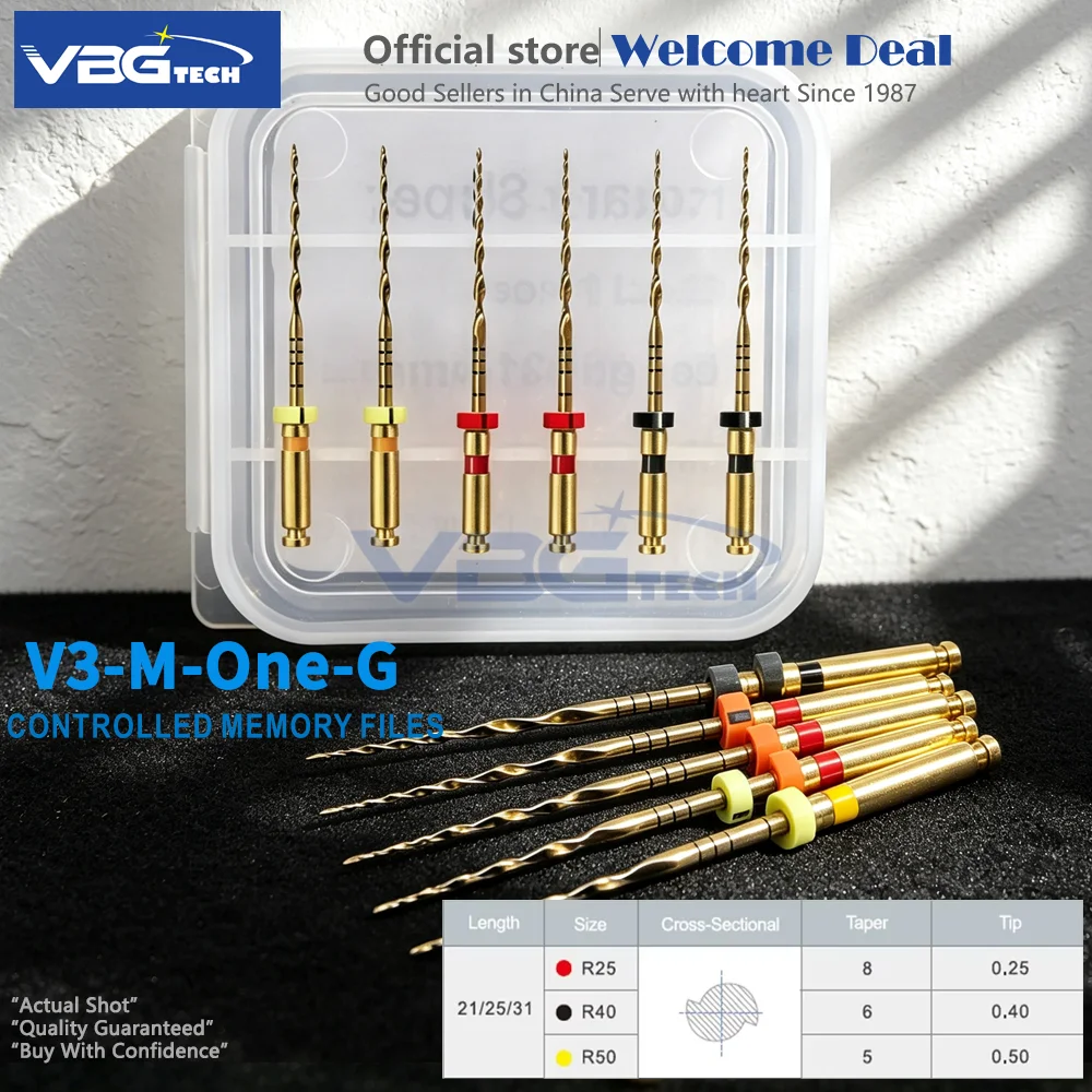 6Pcs/Box Dental Reciprocating Files Gold Niti Endodontic Heat Activation Rotary Root Canal File Endo Treatment Dentistry Product