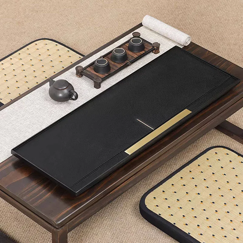Black Rectangle Tea Tray Drainage Ceremony Stone Table Decorative Coasters Valet Tea Tray Office Pot Bandejas Home Products