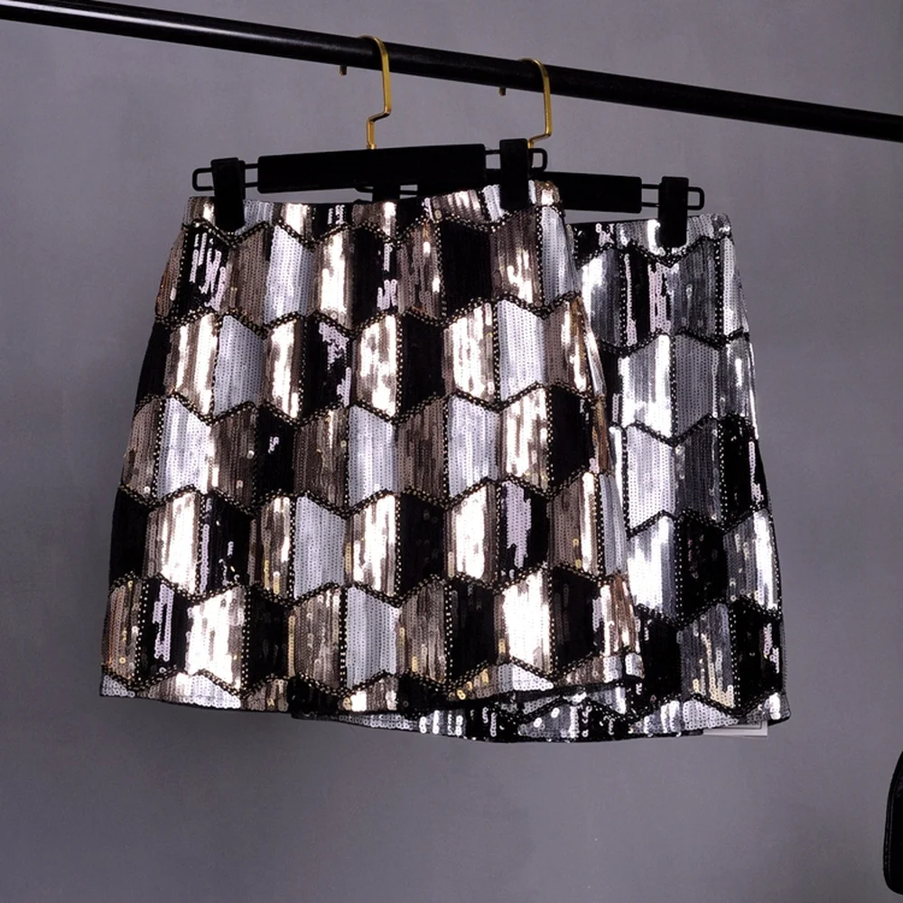 

Fashion heavy industry sequined skirt, temperament, celebrity, slim body, slim hip skirt sexy one-step skirt A-line skirt female