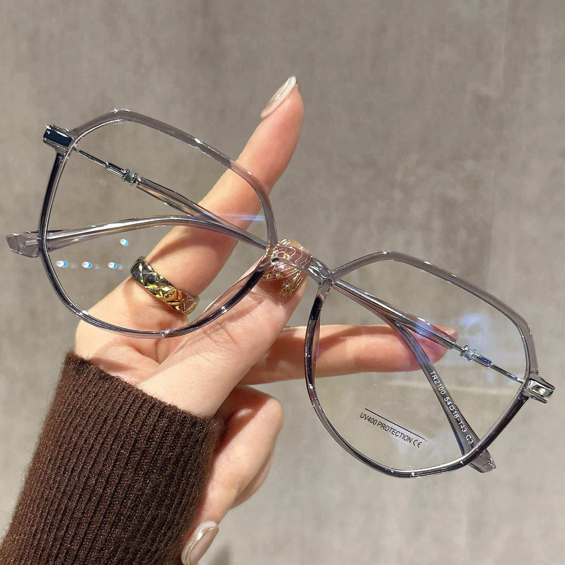 New Versatile Ultra Light Glasses With Plain White And Cool Brown Frame Large Frame Anti Blue Light  Myopia Glasses Frame MH8926