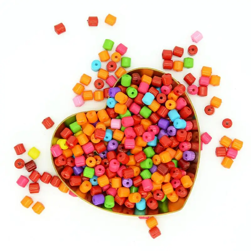 80pcs/Bag 7*8mm Colored Spacer Cylindrical Beads Solid Colorful For Jewelry Making DIY Bracelet Mobile Phone Chain Glasses