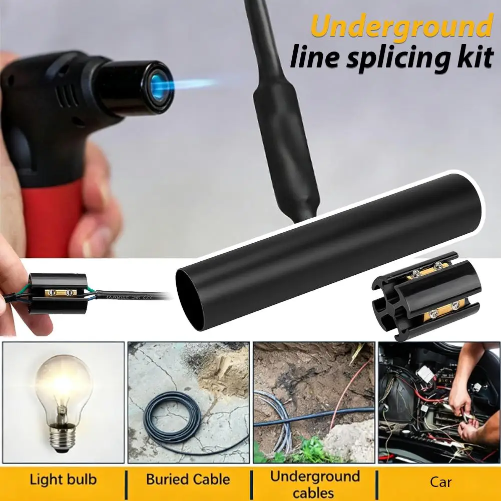 Underground U/F Cable Splice Kit 14/3 to 8/3 Direct Burial Wire Connector Screw Terminal Heat Shrink Sleeve for Electrical Repai